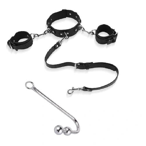 Anal Hooks Cuffs and with Elegant 5334 Anal Hook Beaded Collar 0901